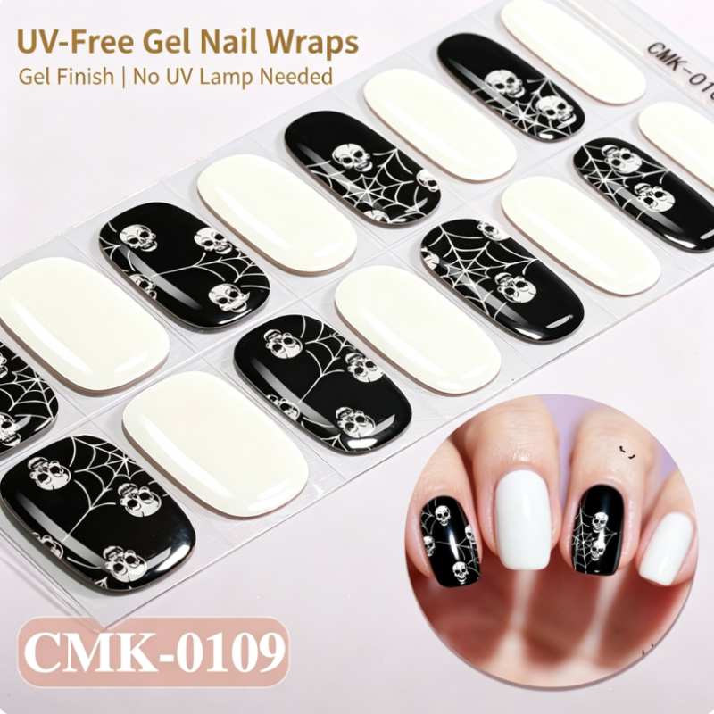 🎃Halloween Glow-in-the-Dark No-Bake Gel Nail Stickers DIY Dark UV-Free Nail Art