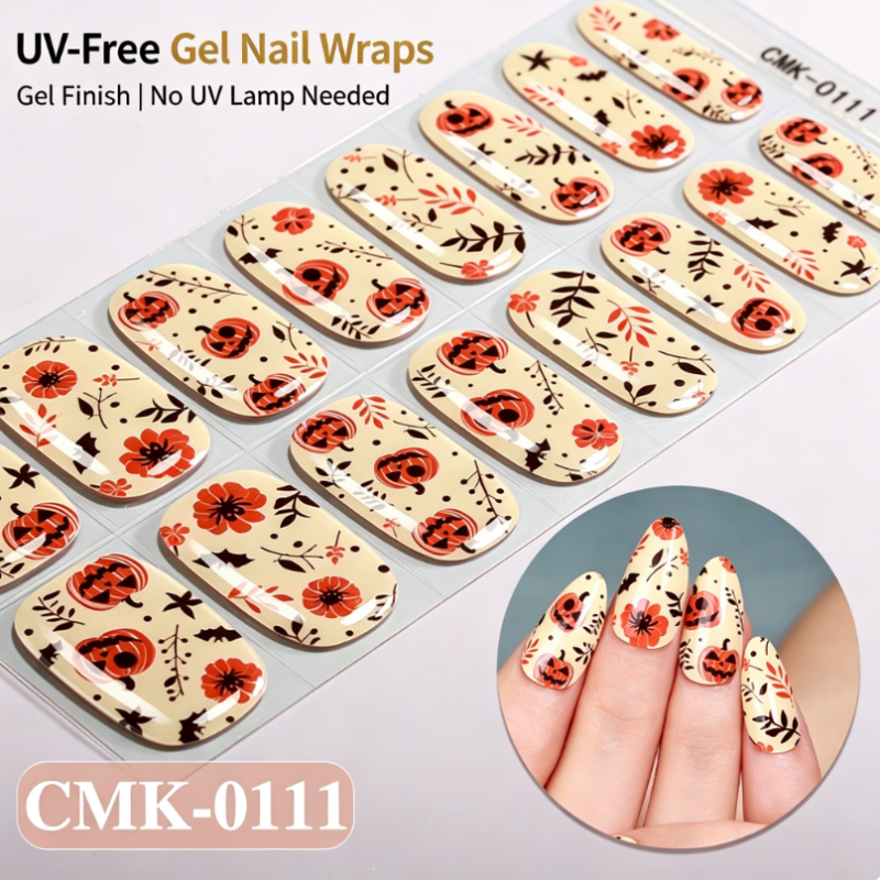🎃Halloween Glow-in-the-Dark No-Bake Gel Nail Stickers DIY Dark UV-Free Nail Art