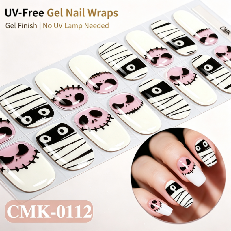 🎃Halloween Glow-in-the-Dark No-Bake Gel Nail Stickers DIY Dark UV-Free Nail Art