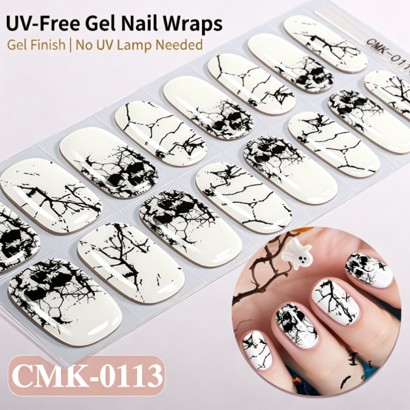 🎃Halloween Glow-in-the-Dark No-Bake Gel Nail Stickers DIY Dark UV-Free Nail Art