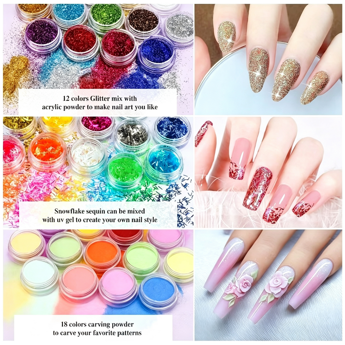 🔥Nail art tool set, complete set of 58 items, 42 colors of nail art lights, nail polish and glue