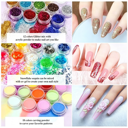 🔥Nail art tool set, complete set of 58 items, 42 colors of nail art lights, nail polish and glue