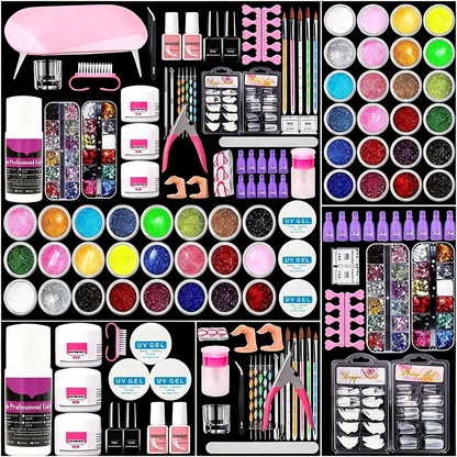 🔥Nail art tool set, complete set of 58 items, 42 colors of nail art lights, nail polish and glue