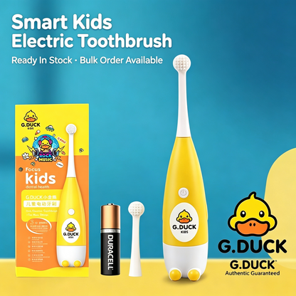 🔥Little Yellow Duck Children's Toothbrush - Sonic Cartoon Toothbrush - Soft Hair Waterproof Silicone Soft Hair Toothbrush Set