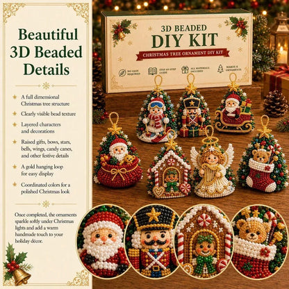 DIY 3D Beaded Christmas Ornament Craft Kit — 8 Festive Sets