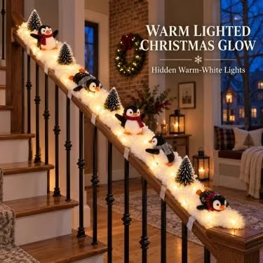 🐧 Penguin Christmas Stair Snow Decor | A Cozy Penguin Christmas Story ✨