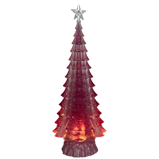 15" Lighted Pink Tree with Swirling Glitter Box