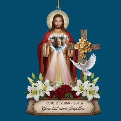 Gone But Never Forgotten - Personalized Custom Shape Mica Ornament - Christmas Gift For Family Members