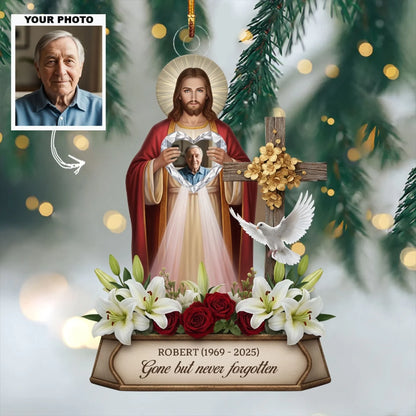 Gone But Never Forgotten - Personalized Custom Shape Mica Ornament - Christmas Gift For Family Members
