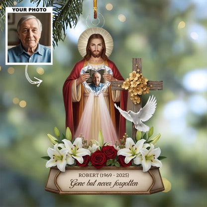 Gone But Never Forgotten - Personalized Custom Shape Mica Ornament - Christmas Gift For Family Members