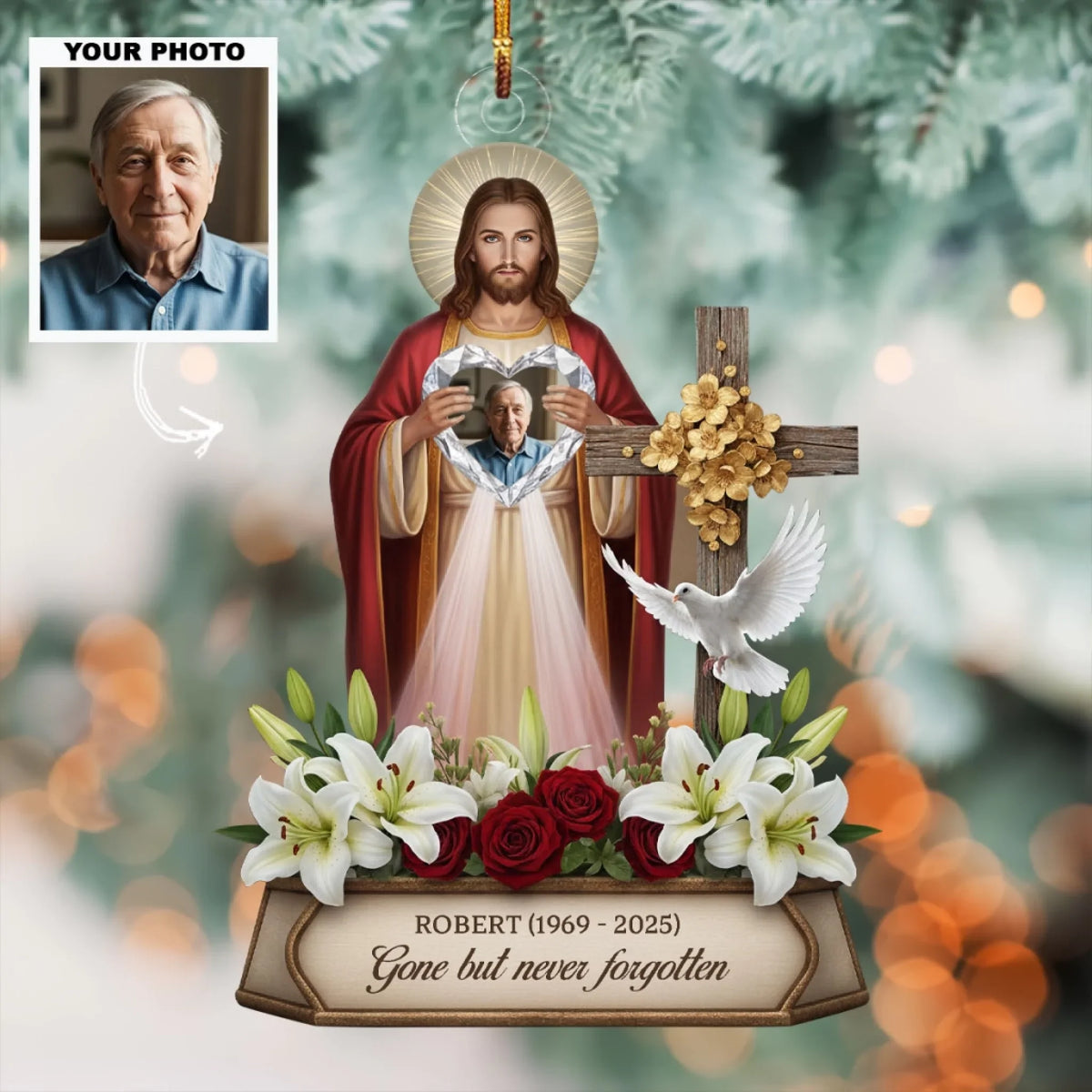 Gone But Never Forgotten - Personalized Custom Shape Mica Ornament - Christmas Gift For Family Members
