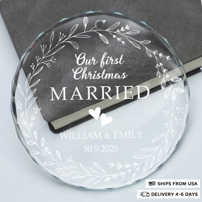 First Christmas, Endless Love - Circle Glass Ornament - Christmas Gift For Couples, Newlyweds, Wife, Husband