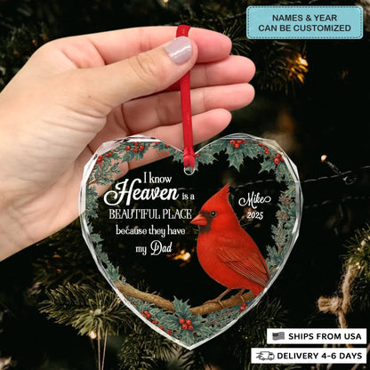 Love That Never Fades - Heart Glass Memorial Ornament - Christmas Gift For Family Members