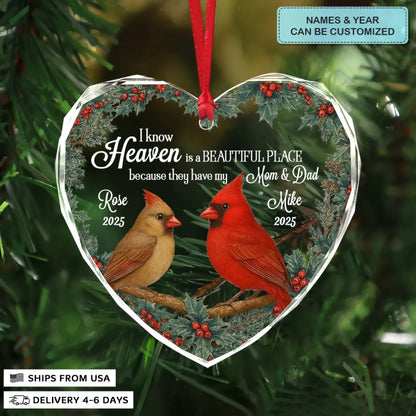 Love That Never Fades - Heart Glass Memorial Ornament - Christmas Gift For Family Members