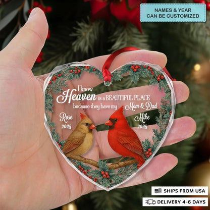 Love That Never Fades - Heart Glass Memorial Ornament - Christmas Gift For Family Members