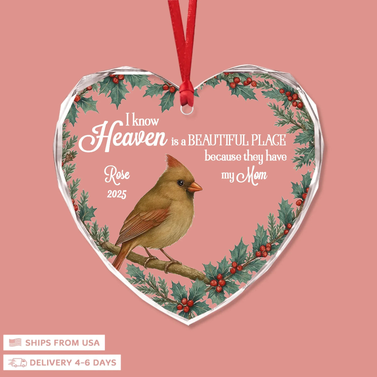 Love That Never Fades - Heart Glass Memorial Ornament - Christmas Gift For Family Members