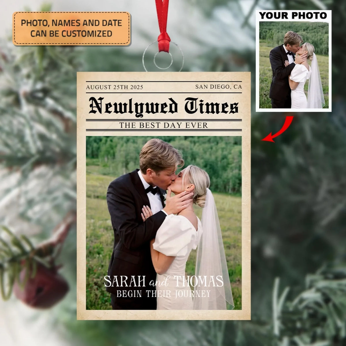Newlywed Times - Customized Mica Ornament - Christmas Gift For Couple, Wife, Husband