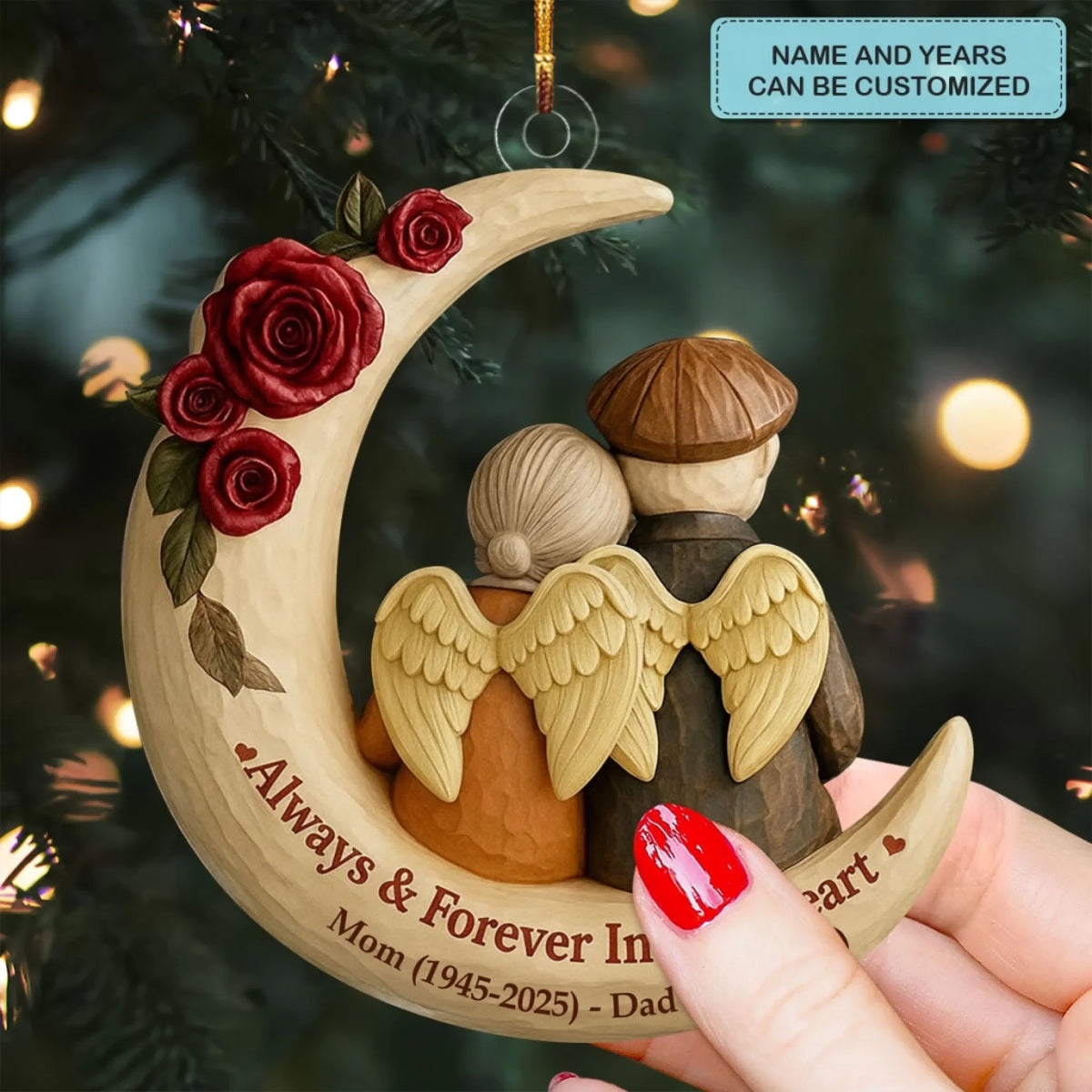 Personalized Couple Memorial - Personalized Custom Shape Mica Ornament - Christmas Gift For Family Members