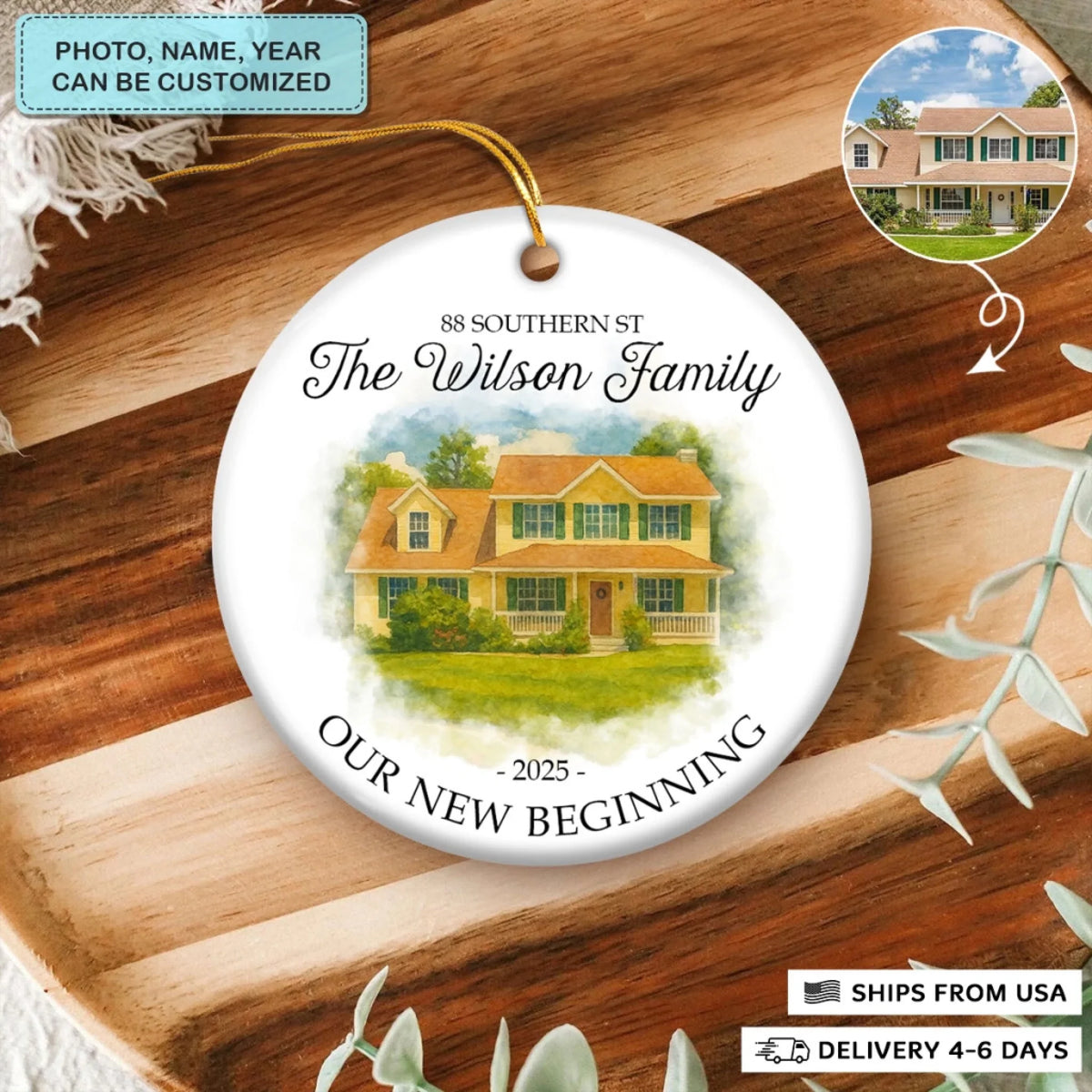 Watercolor House Keepsake - Ceramic Ornament - Christmas Gift For Family Members - AGP0QQ054