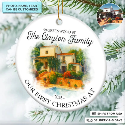 Watercolor House Keepsake - Ceramic Ornament - Christmas Gift For Family Members - AGP0QQ054