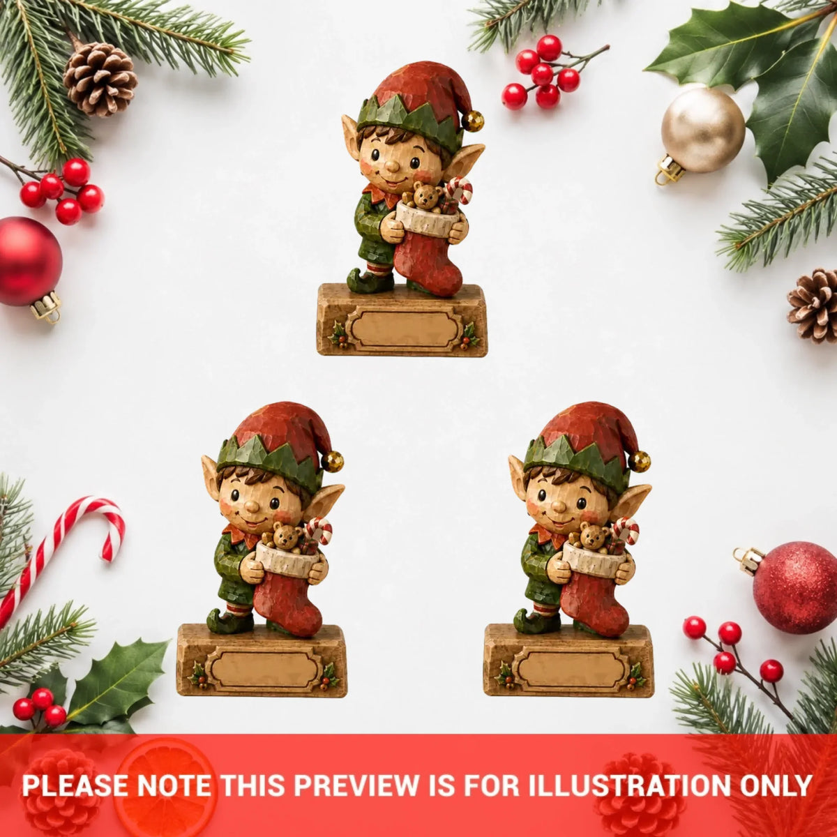 Personalized Elf Family Wooden Block - Custom Name Christmas Gifts for Shelf Decoration