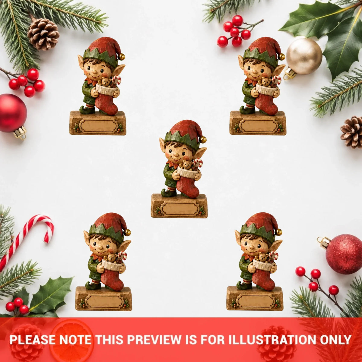 Personalized Elf Family Wooden Block - Custom Name Christmas Gifts for Shelf Decoration