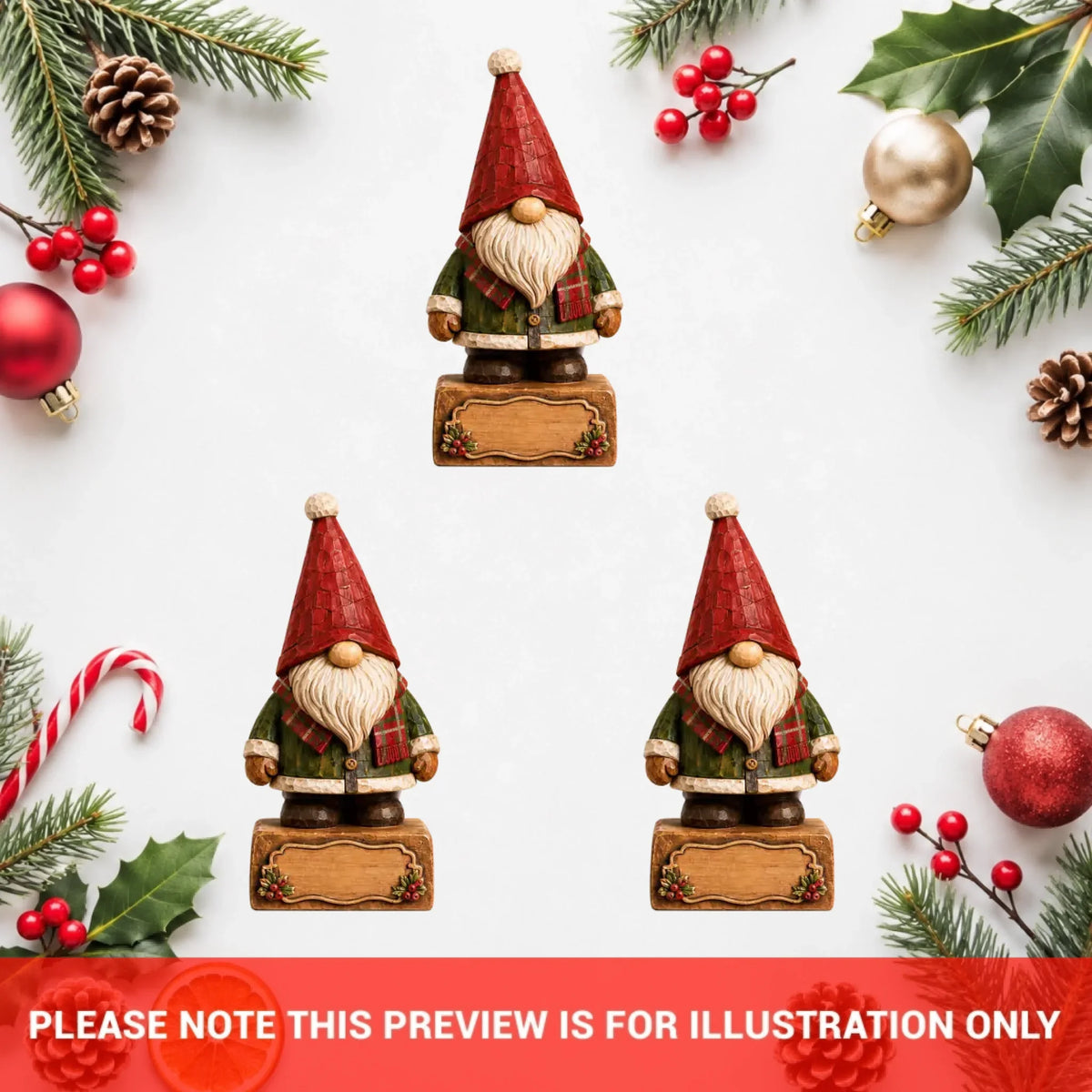 Personalized Gnome Family Wooden Block - Custom Name Christmas Gifts for Shelf Decoration
