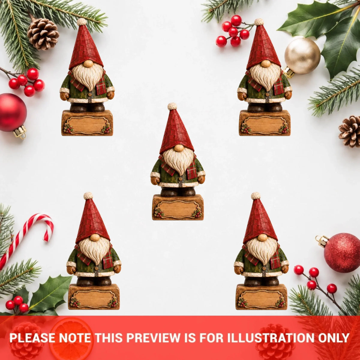 Personalized Gnome Family Wooden Block - Custom Name Christmas Gifts for Shelf Decoration