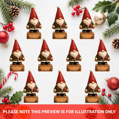 Personalized Gnome Family Wooden Block - Custom Name Christmas Gifts for Shelf Decoration