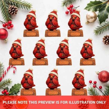 Personalized Cardinal Family Wooden Block - Custom Name Christmas Gifts for Shelf Decoration