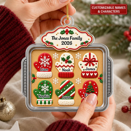 Christmas Mitten Family - Personalized Custom Shape Mica Ornament - Christmas Gift For Family