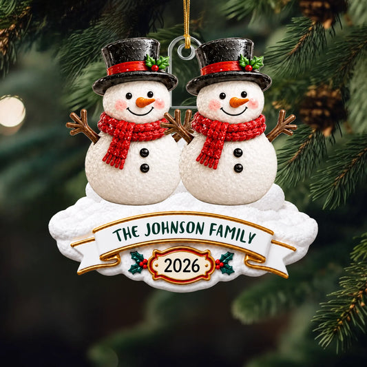 Snowman - Personalized Custom Shape Mica Ornament - Christmas Gift for Family CLANT001
