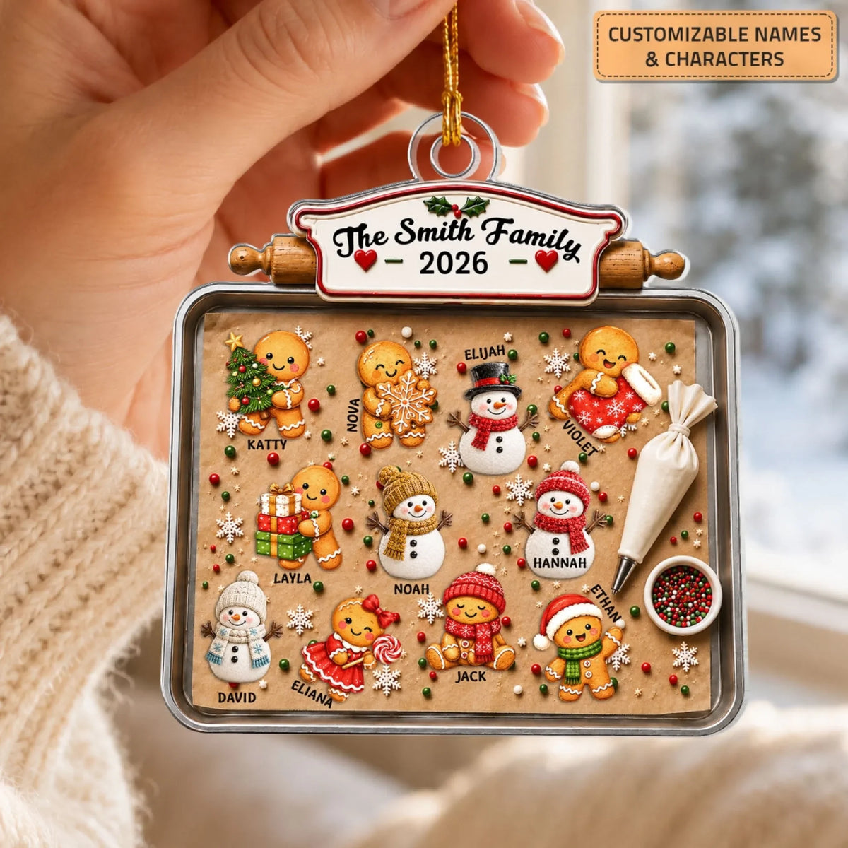 Baking Tray - Personalized Custom Shape Mica Ornament - Christmas Gift For Family