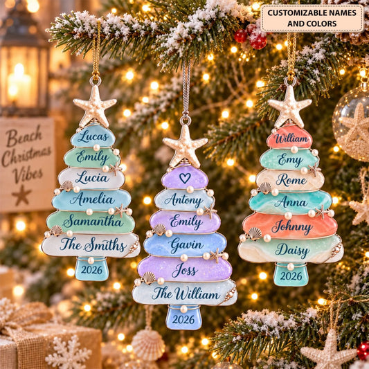 Christmas Tree - Personalized Custom Shape Mica Ornament - Christmas Gift for Family