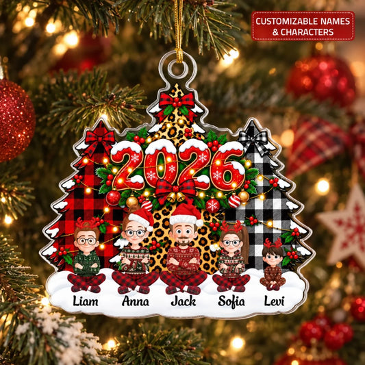 Triple Christmas Tree Family - Personalized Custom Shape Mica Ornament - Christmas Gift For Family
