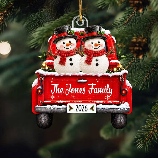 Christmas Snowman - Personalized Custom Shape Mica Ornament - Christmas Gift for Family CLANT002