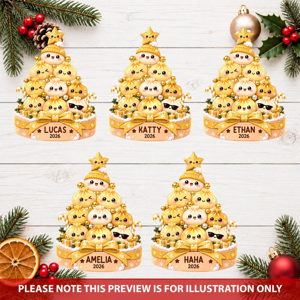 Dumpling Tree - Personalized Custom Shape Mica Ornament - Christmas Gift For Kids, Family
