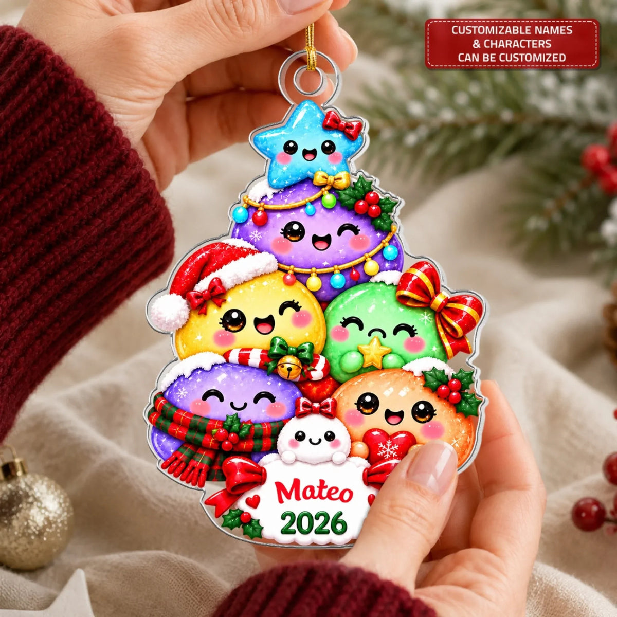 Christmas Dumpling Tree - Personalized Custom Shape Mica Ornament - Christmas Gift For Kids, Family