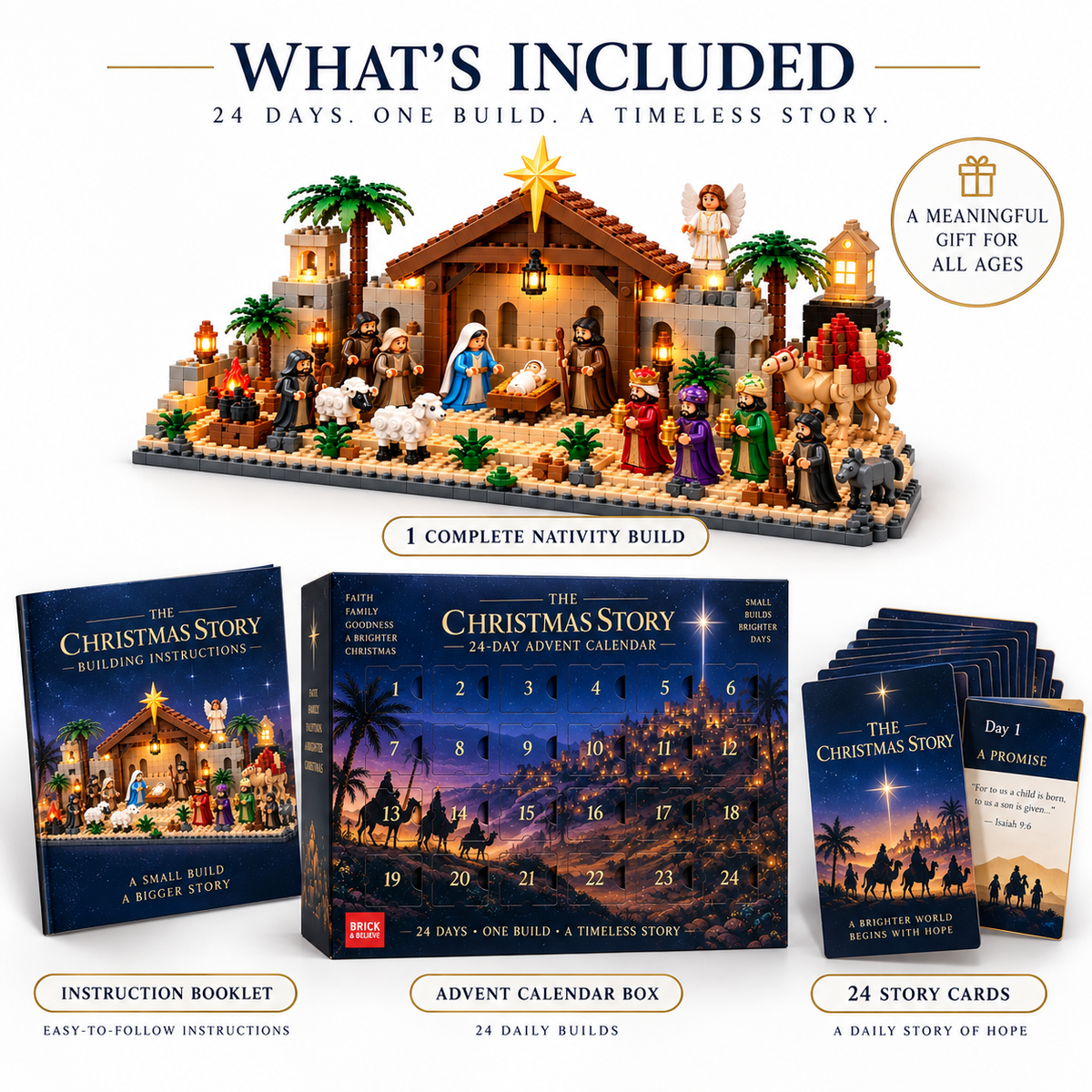 Nativity Advent Calendar included pieces and 24 daily builds