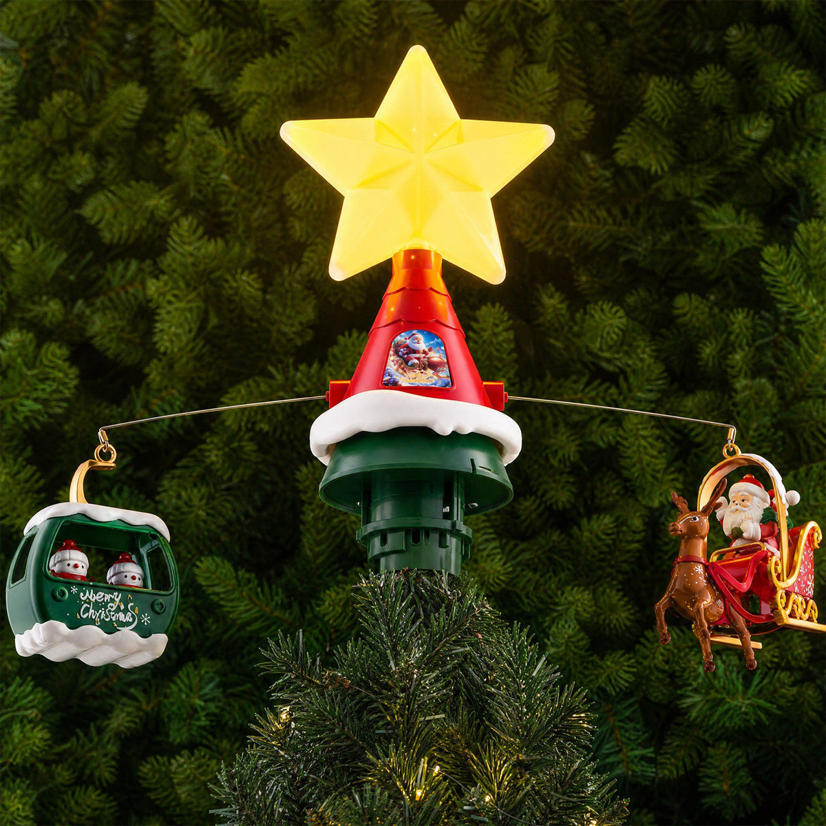 Rotating Christmas tree star topper detail