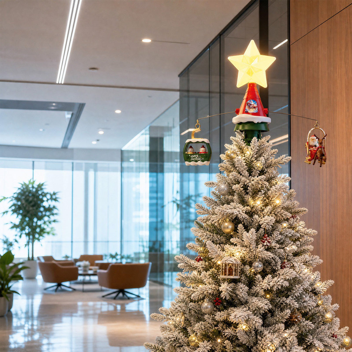 Christmas Tree Rotating Star Topper with Music & Lights