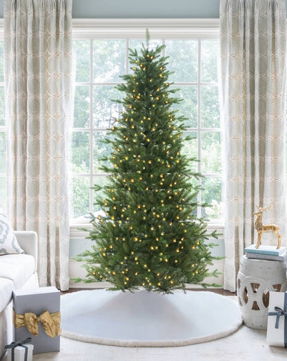 10' Alpine Fir Slim Artificial Christmas Tree 1000 Warm White LED Lights