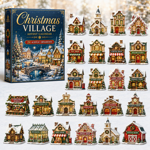 CHRISTMAS KICKOFF 40% OFF - Christmas Village Houses Advent Calendar 2026 - 24-Day Festive Countdown, Acrylic Charms Blind Box - Gift For Family & Friends
