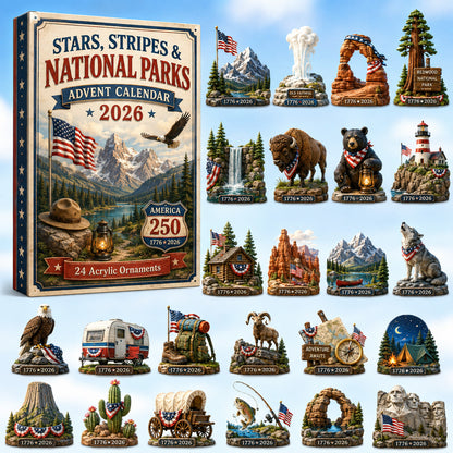 CHRISTMAS KICKOFF 40% OFF - Stars, Stripes & National Parks Advent Calendar 2026 - 24-Day Festive Countdown, Acrylic Charms Blind Box - Gift For Family & Friends AC0HT295