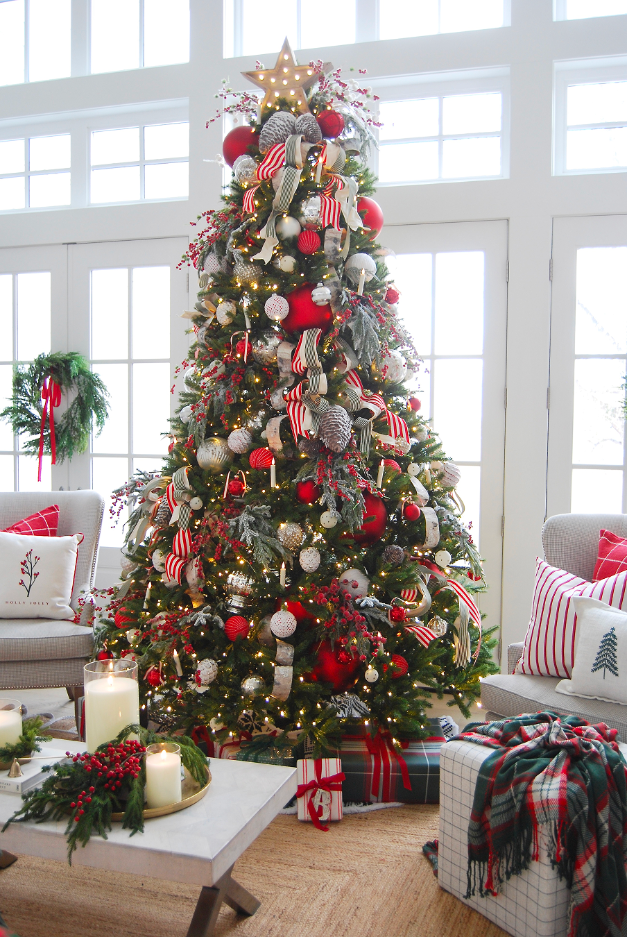 10' King Fraser Fir Artificial Christmas Tree with 2100 Warm White & Multi-Color LED Lights