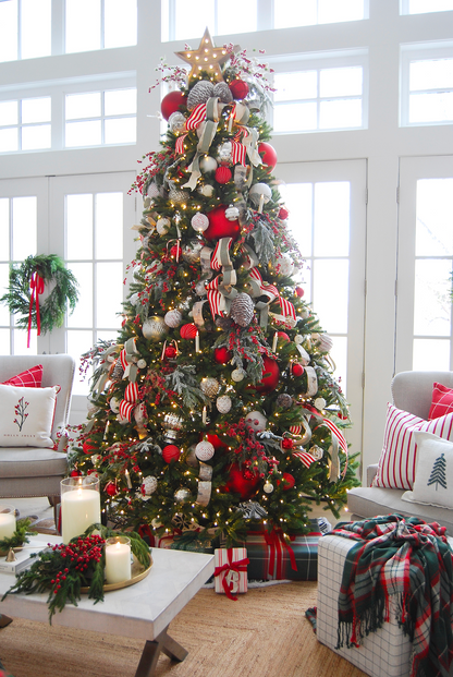 10' King Fraser Fir Artificial Christmas Tree with 2100 Warm White & Multi-Color LED Lights