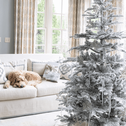 7' King Noble Flock Artificial Christmas Tree Unlit