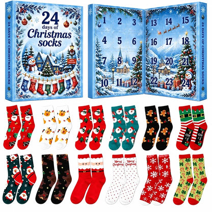 24-Day Christmas Socks Advent Calendar – 12 Pairs