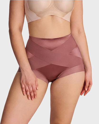 High-Waist Cross Compression Shaping Panties （18Pack）