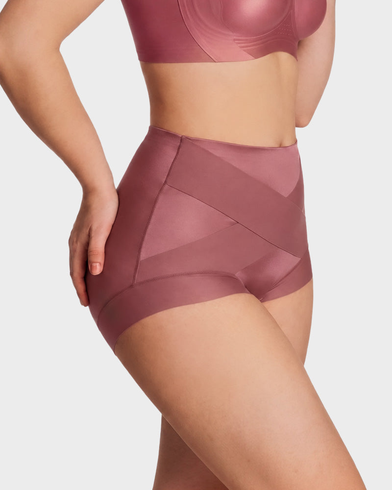 High-Waist Cross Compression Shaping Panties （18Pack）